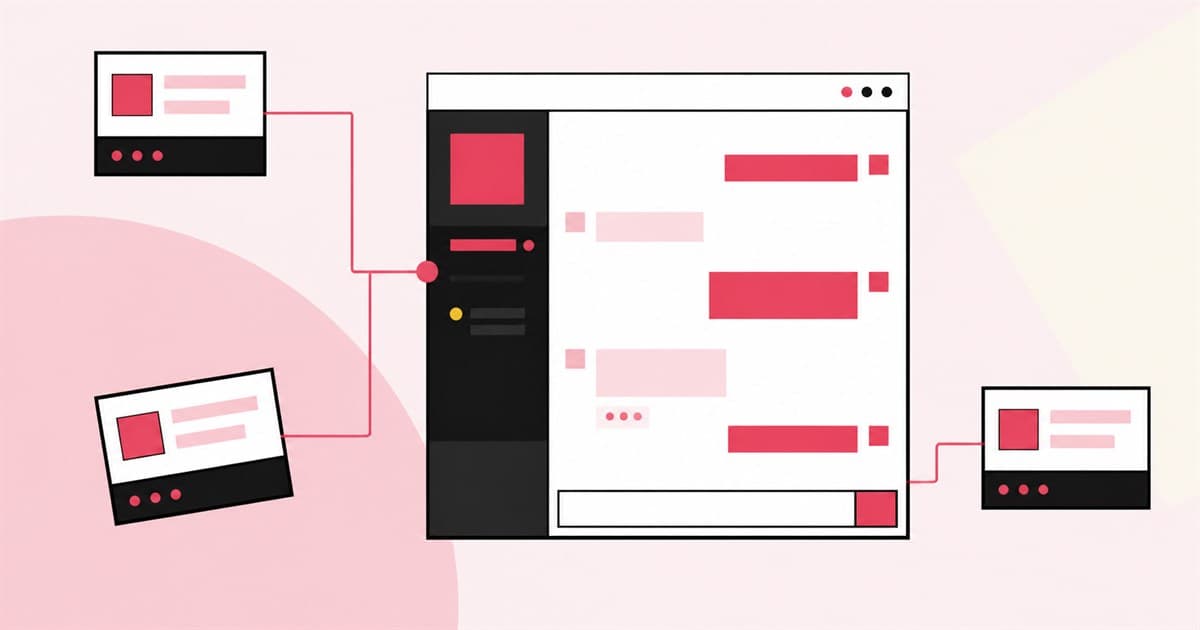 Cartões de chat geométricos convergindo para uma conversa privada